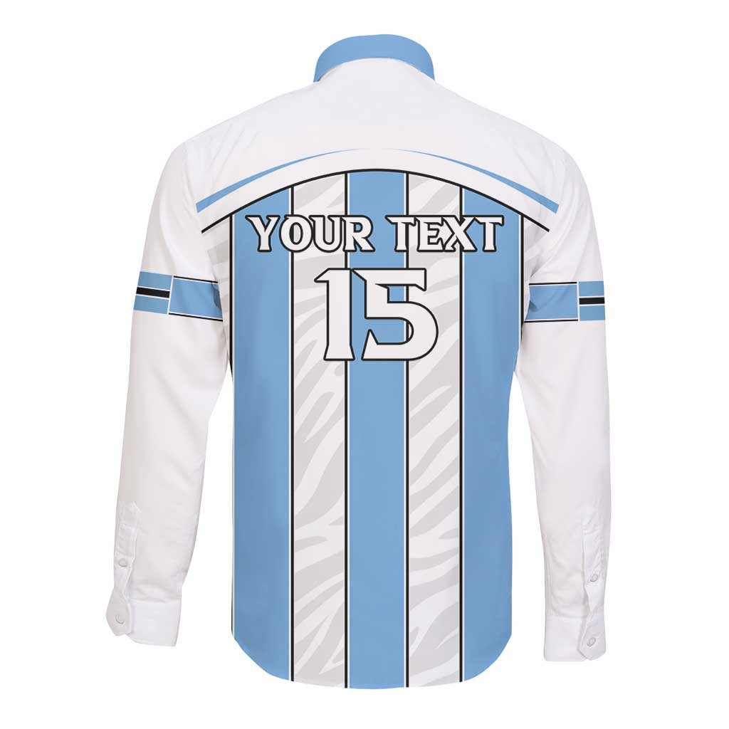 Custom Lefatshe la Botswana Football Long Sleeve Button Shirt Come On Dipitse