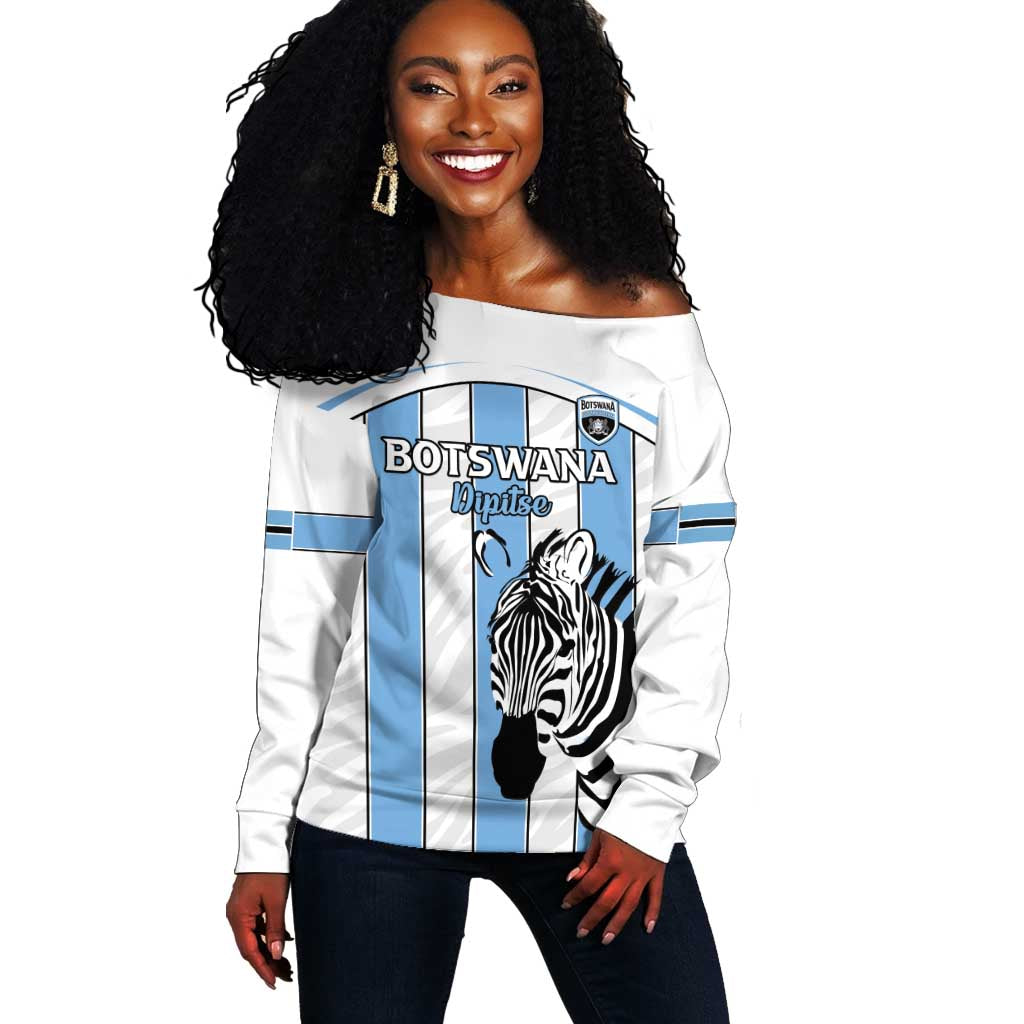 Custom Lefatshe la Botswana Football Off Shoulder Sweater Come On Dipitse