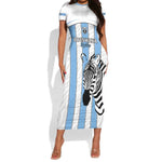 Custom Lefatshe la Botswana Football Short Sleeve Bodycon Dress Come On Dipitse LT15