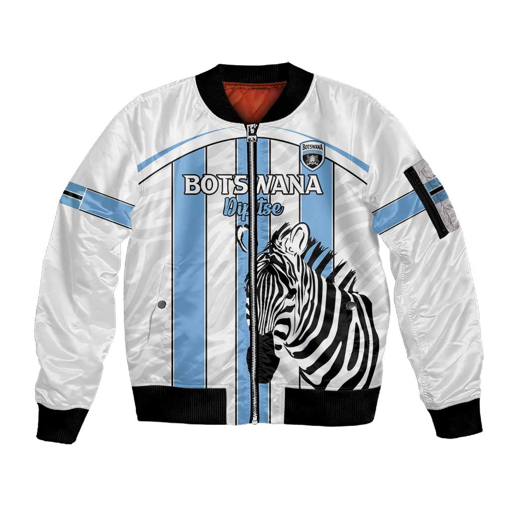 Custom Lefatshe la Botswana Football Sleeve Zip Bomber Jacket Come On Dipitse