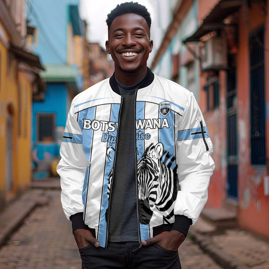 Custom Lefatshe la Botswana Football Sleeve Zip Bomber Jacket Come On Dipitse