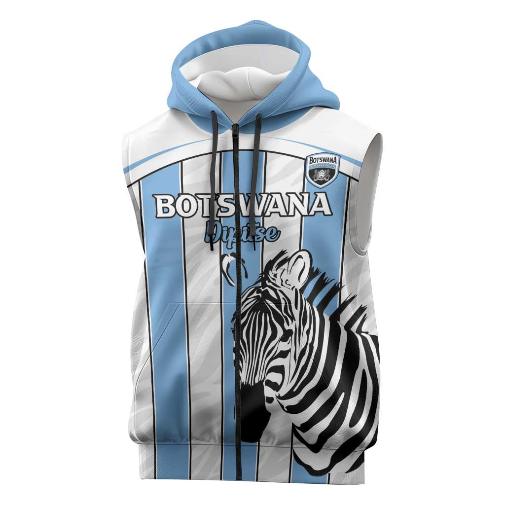 Custom Lefatshe la Botswana Football Sleeveless Zip Hoodie Come On Dipitse - African Pride