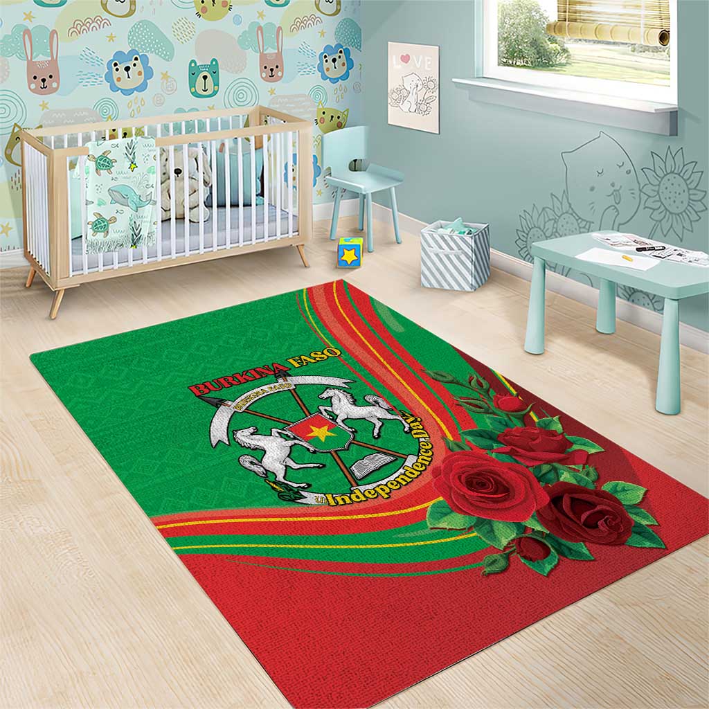 Burkina Faso Independence Day Area Rug Coat Of Arms African Pattern