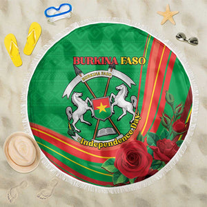 Burkina Faso Independence Day Beach Blanket Coat Of Arms African Pattern