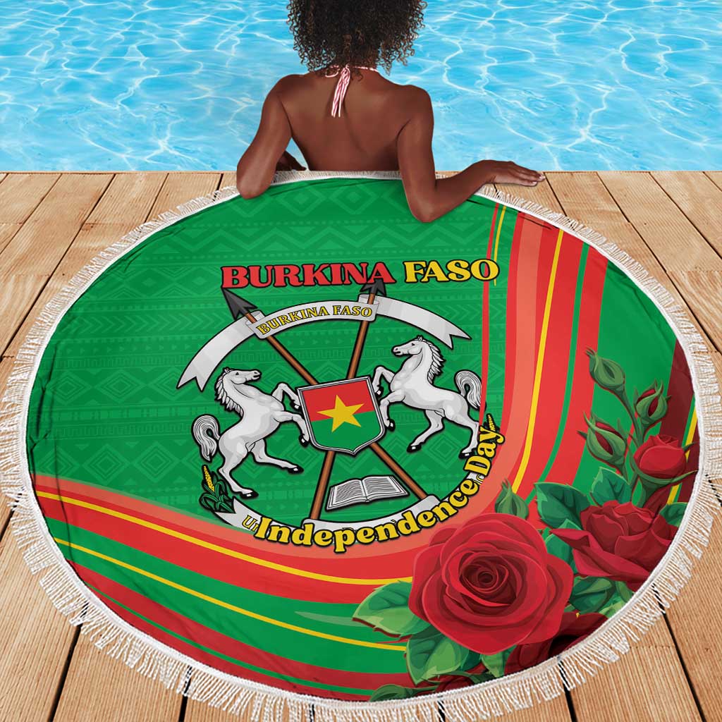 Burkina Faso Independence Day Beach Blanket Coat Of Arms African Pattern