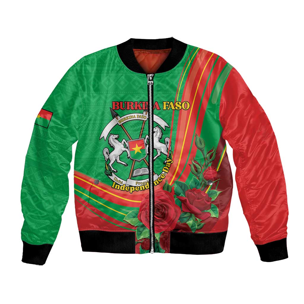 Personalised Burkina Faso Independence Day Bomber Jacket Coat Of Arms African Pattern