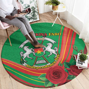 Burkina Faso Independence Day Round Carpet Coat Of Arms African Pattern