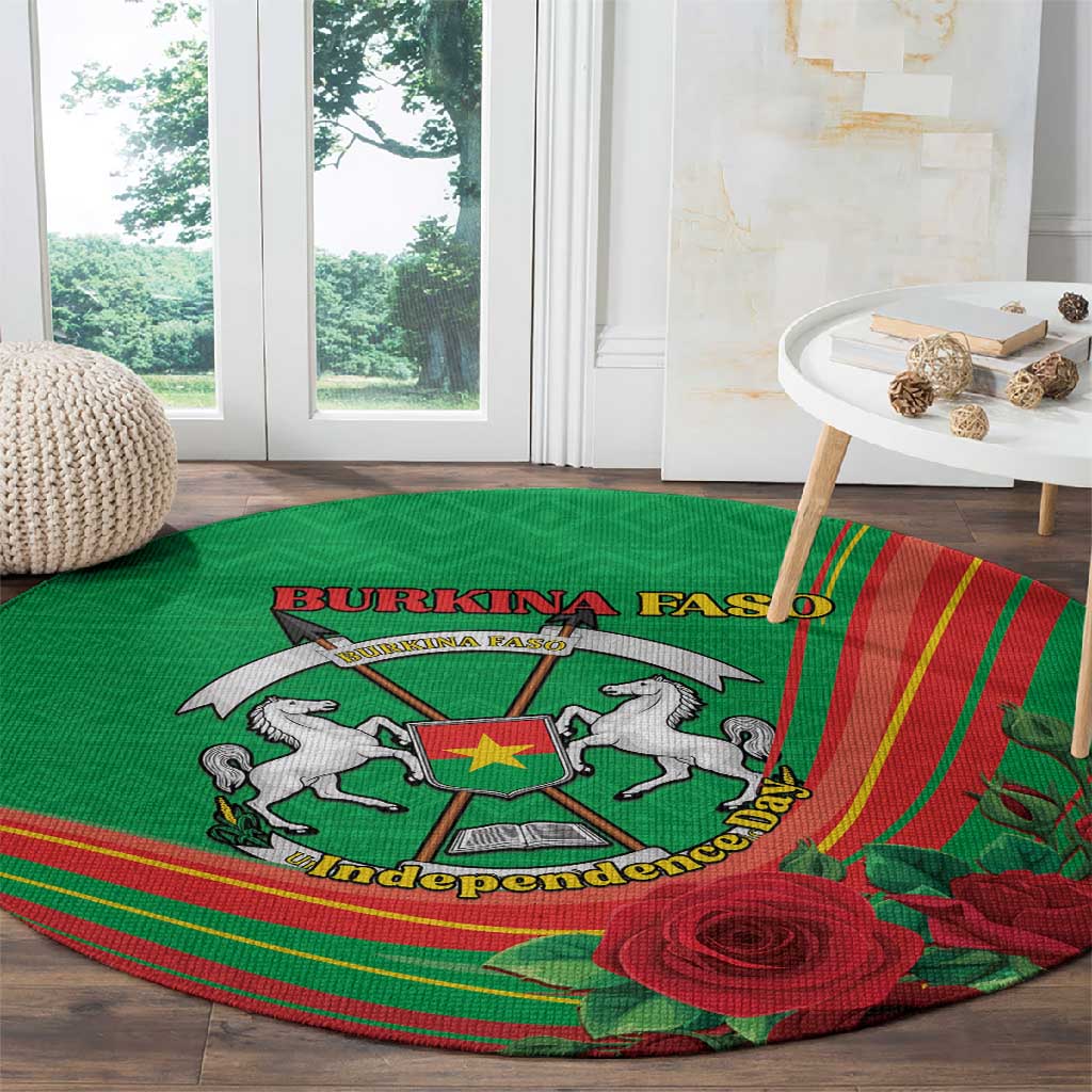 Burkina Faso Independence Day Round Carpet Coat Of Arms African Pattern