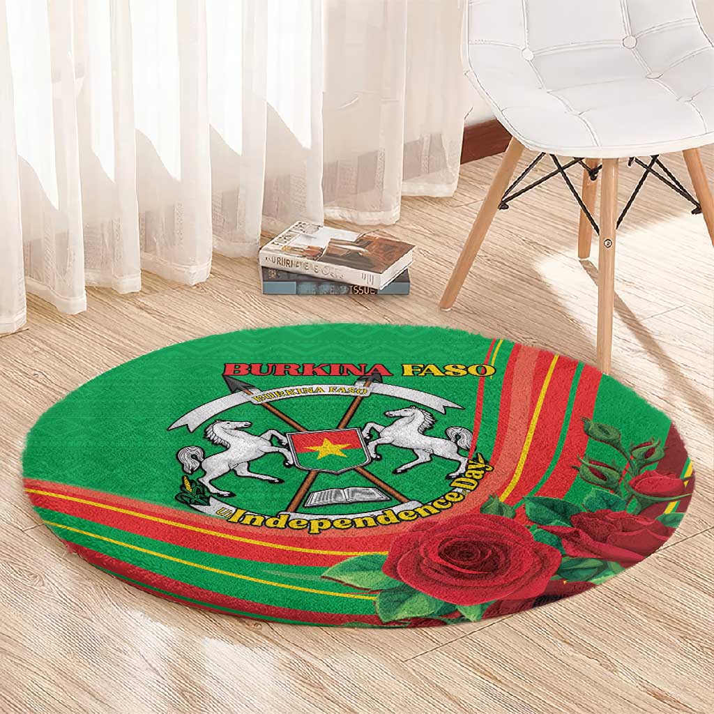 Burkina Faso Independence Day Round Carpet Coat Of Arms African Pattern