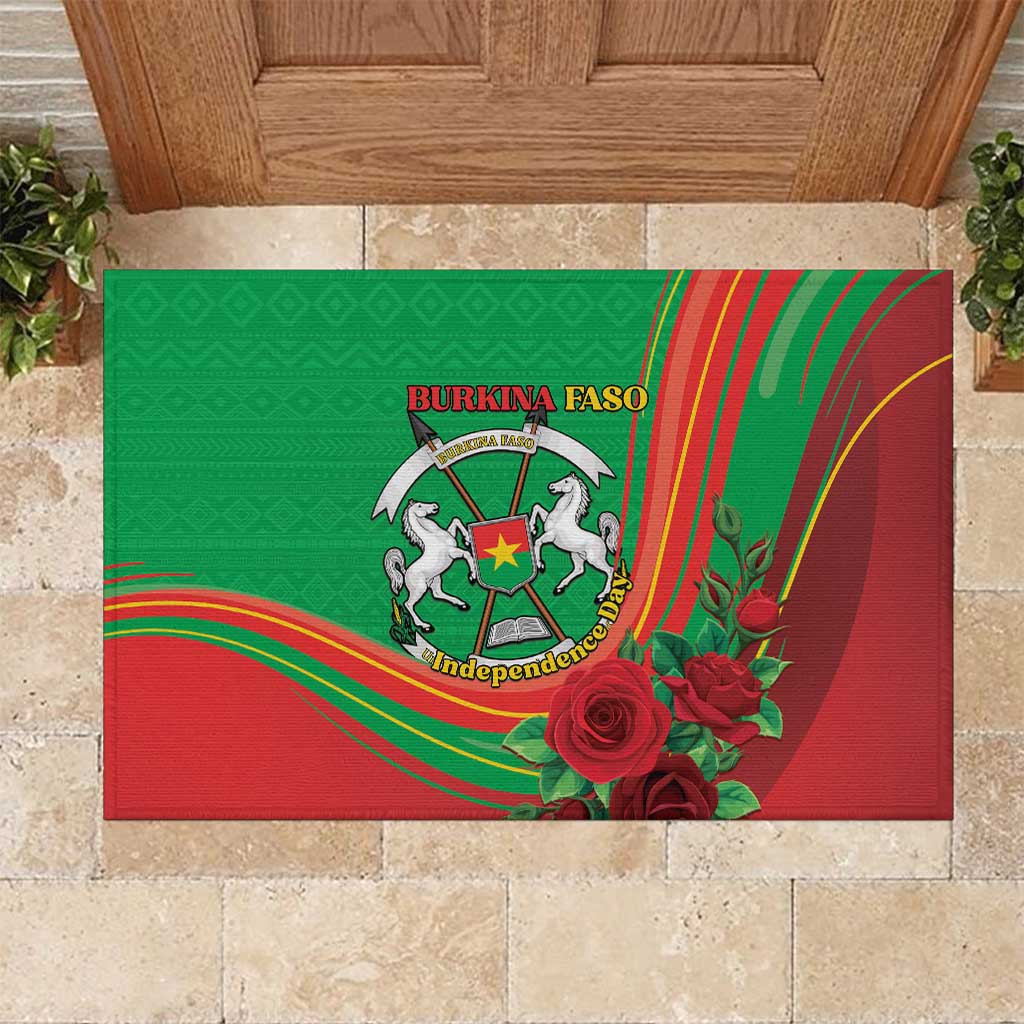 Burkina Faso Independence Day Rubber Doormat Coat Of Arms African Pattern