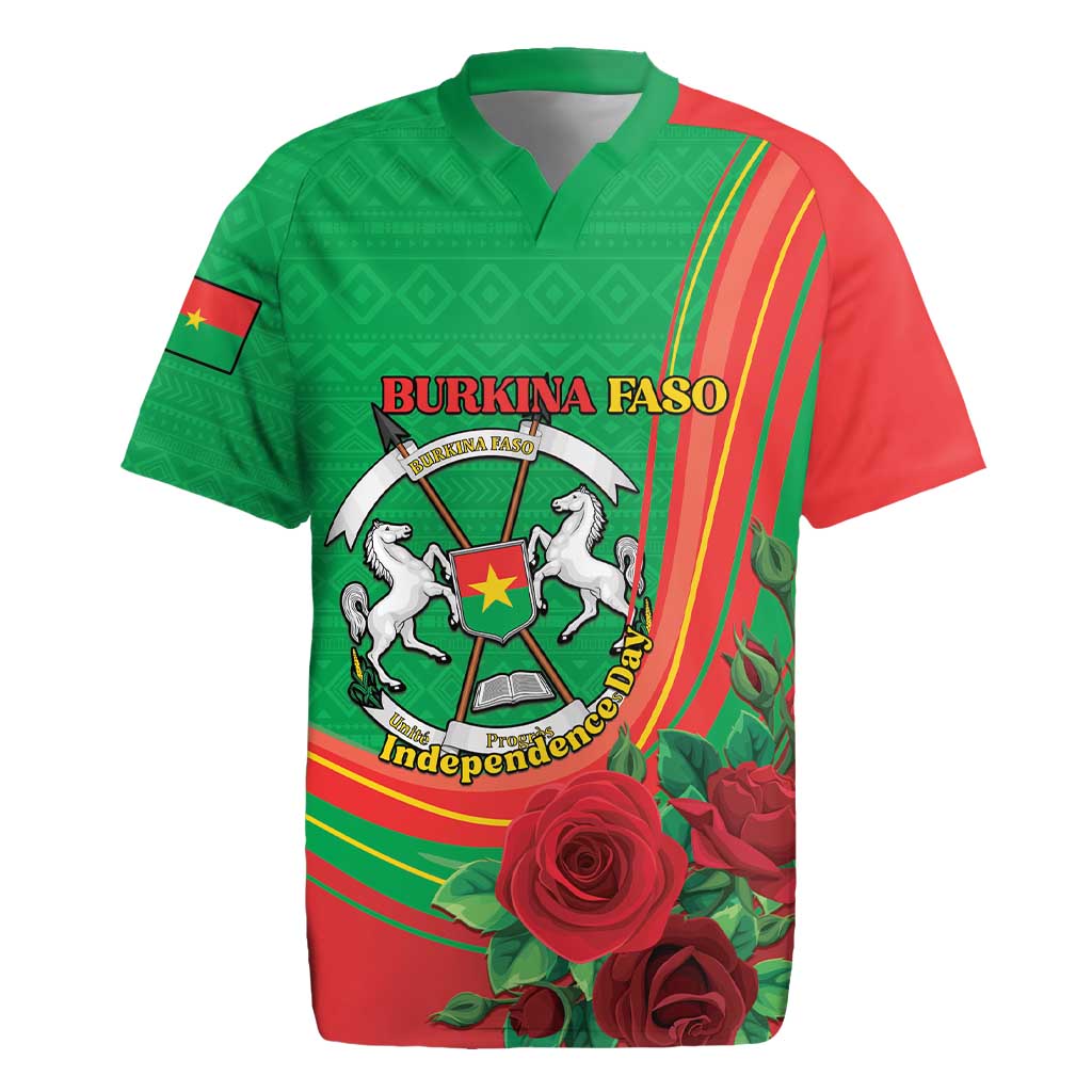 Personalised Burkina Faso Independence Day Rugby Jersey Coat Of Arms African Pattern