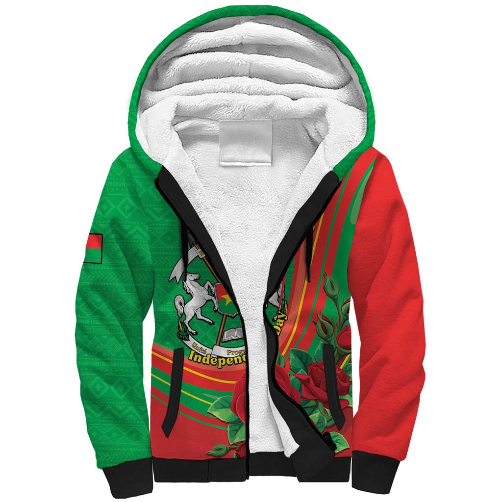 Personalised Burkina Faso Independence Day Sherpa Hoodie Coat Of Arms African Pattern