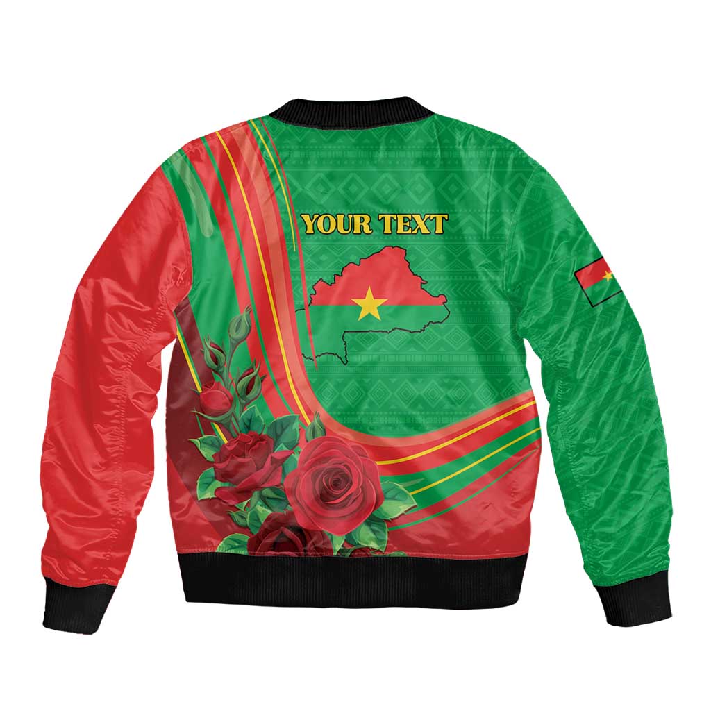 Personalised Burkina Faso Independence Day Sleeve Zip Bomber Jacket Coat Of Arms African Pattern