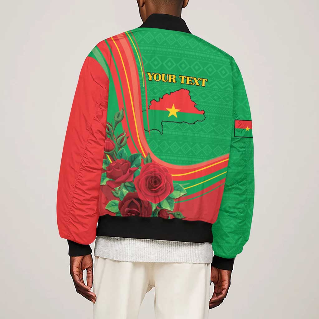Personalised Burkina Faso Independence Day Sleeve Zip Bomber Jacket Coat Of Arms African Pattern