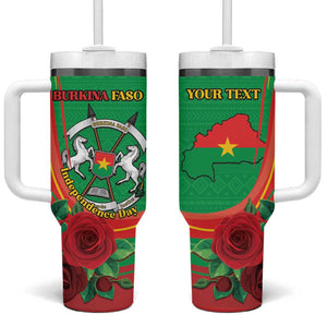 Personalised Burkina Faso Independence Day Tumbler With Handle Coat Of Arms African Pattern