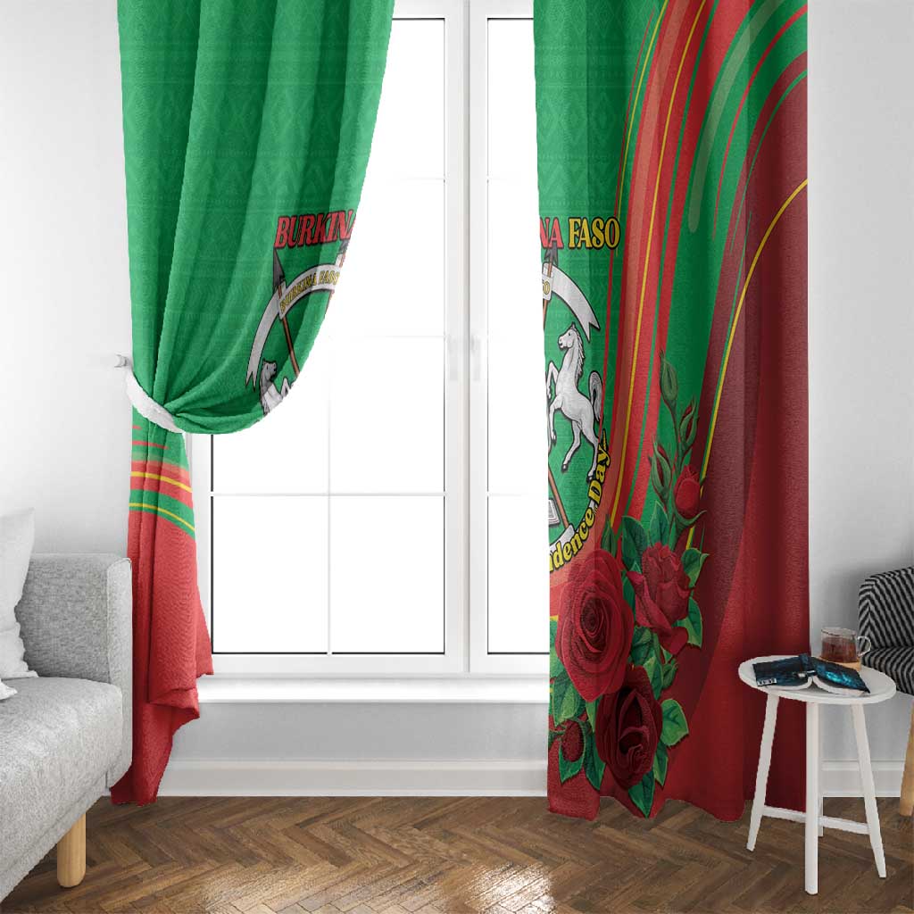 Burkina Faso Independence Day Window Curtain Coat Of Arms African Pattern