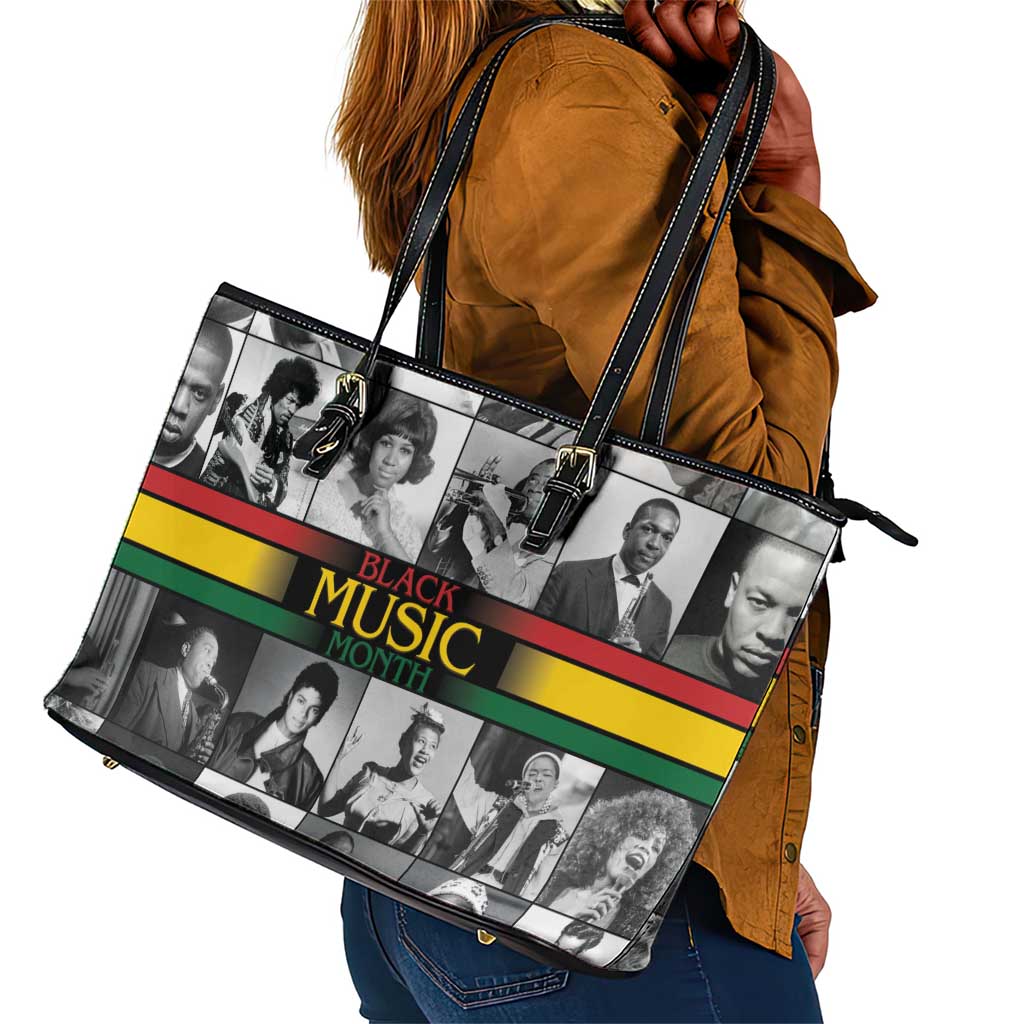 Black Music Month Legends Tribute Leather Tote Bag