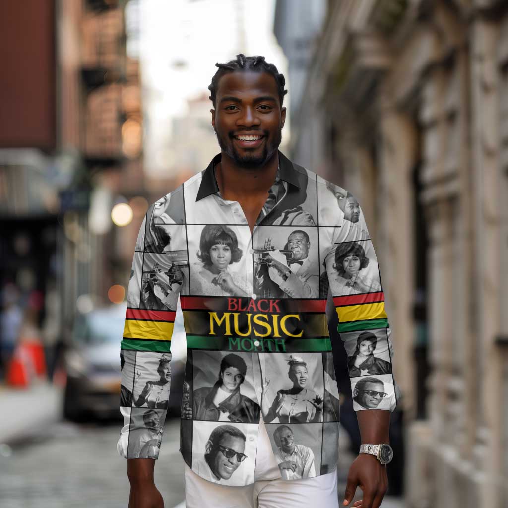 Black Music Month Legends Tribute Long Sleeve Button Shirt