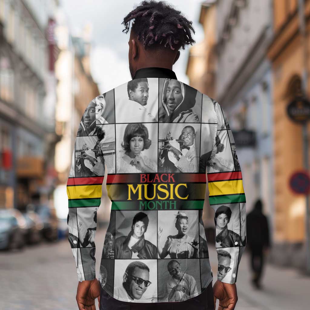 Black Music Month Legends Tribute Long Sleeve Button Shirt
