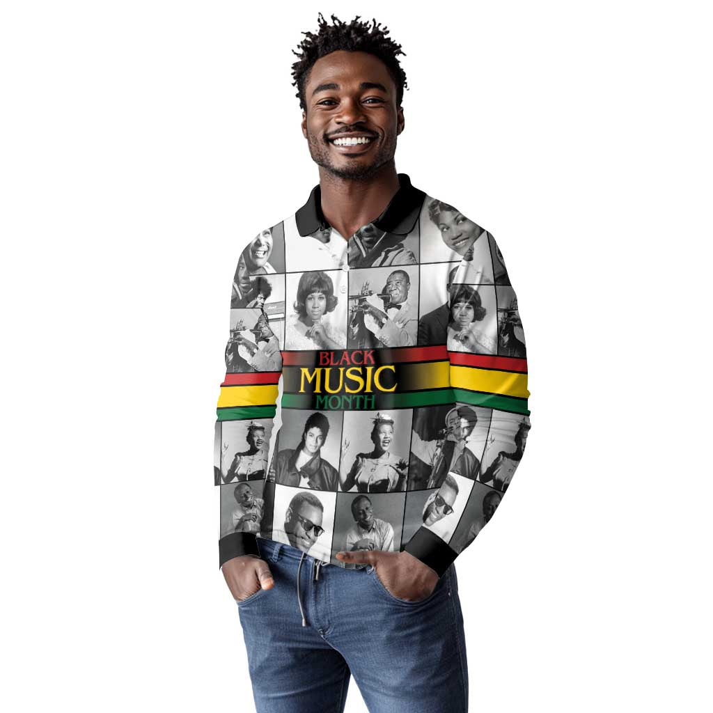 Black Music Month Legends Tribute Long Sleeve Polo Shirt