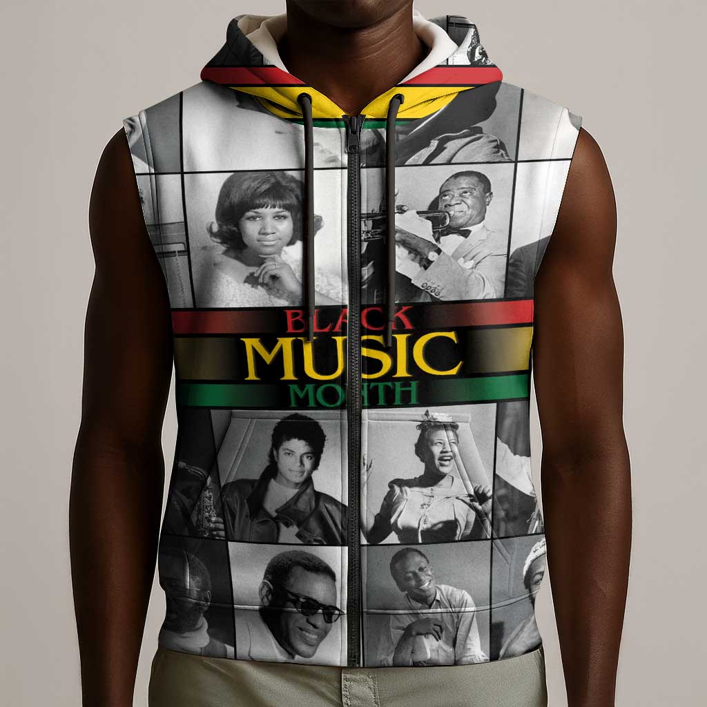 Black Music Month Legends Tribute Sleeveless Zip Hoodie - African Pride