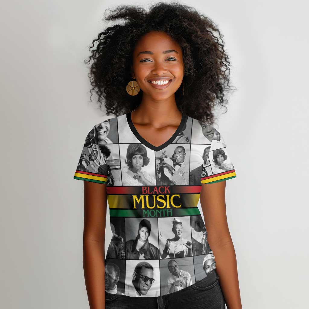 Black Music Month Legends Tribute Women V-Neck T-Shirt