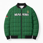 Custom Malawi Football Bomber Puffer Jacket Come On Flames - Green
