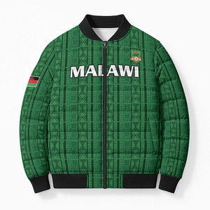 Custom Malawi Football Bomber Puffer Jacket Come On Flames - Green