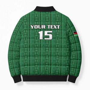 Custom Malawi Football Bomber Puffer Jacket Come On Flames - Green