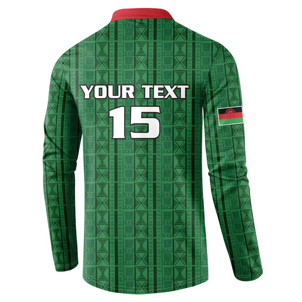 Custom Malawi Football Button Sweatshirt Come On Flames - Green