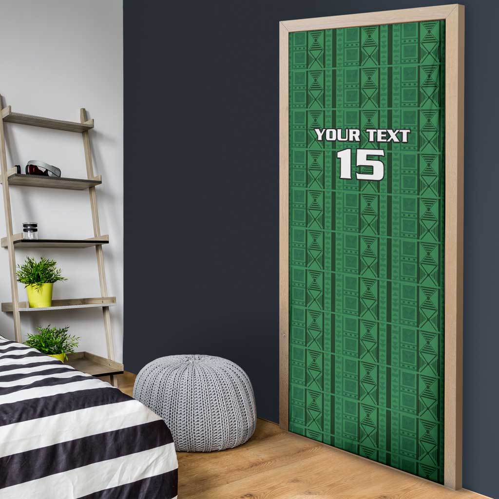Custom Malawi Football Door Cover Come On Flames - Green
