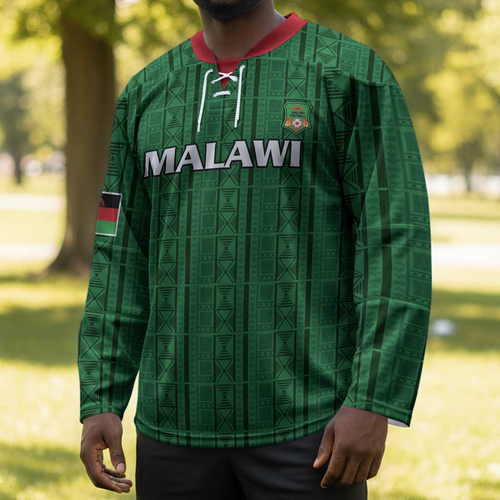 Custom Malawi Football Hockey Jersey Come On Flames - Green