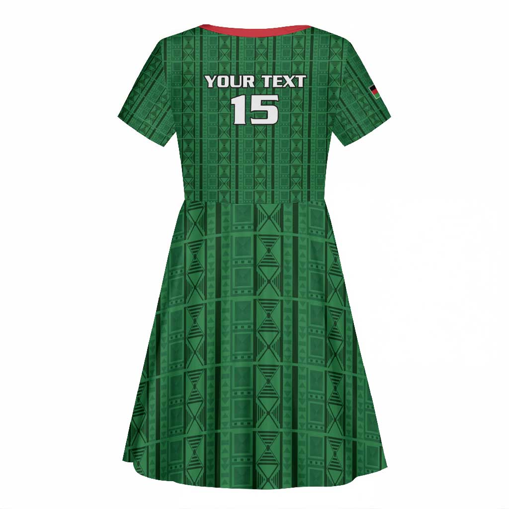 Custom Malawi Football Kid Short Sleeve Dress Go Champions - Green - African Pride