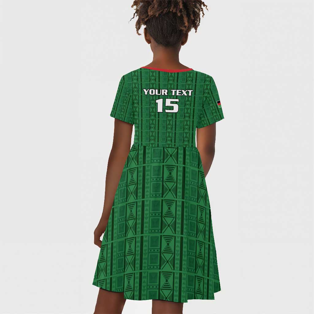 Custom Malawi Football Kid Short Sleeve Dress Go Champions - Green - African Pride