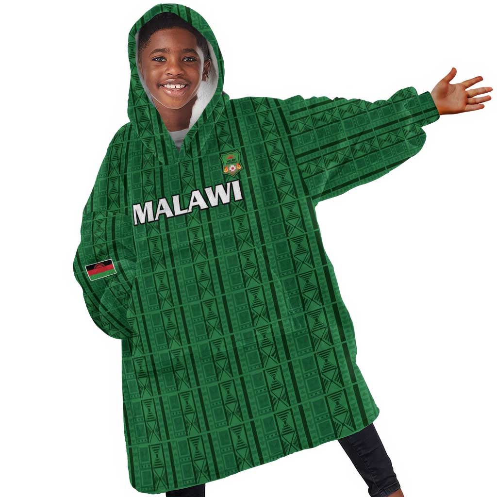 Custom Malawi Football Kid Wearable Blanket Hoodie Go Champions - Green - African Pride