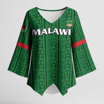 Custom Malawi Football Kimono Sleeve Blouse Come On Flames - Green
