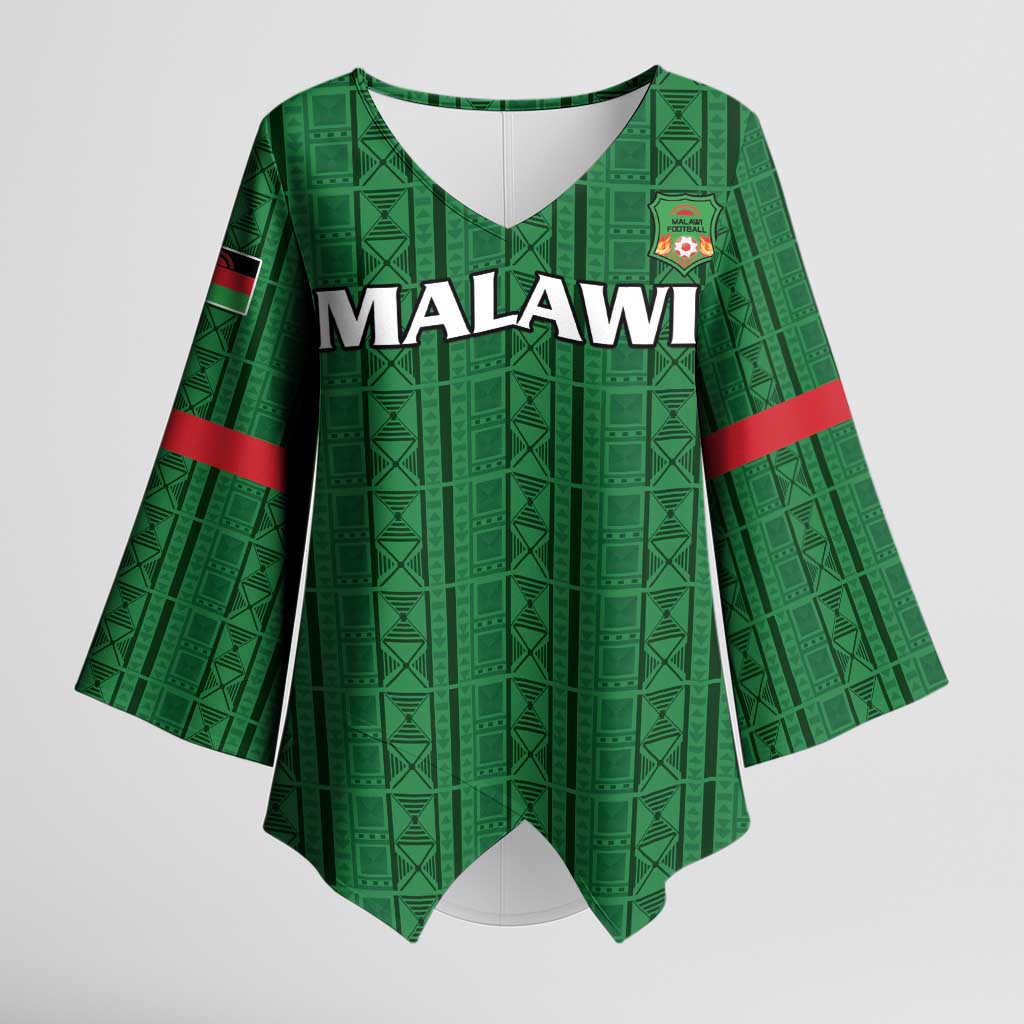 Custom Malawi Football Kimono Sleeve Blouse Come On Flames - Green