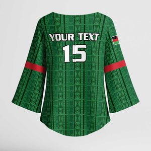 Custom Malawi Football Kimono Sleeve Blouse Come On Flames - Green
