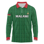 Custom Malawi Football Long Sleeve Polo Shirt Go Champions - Green - African Pride