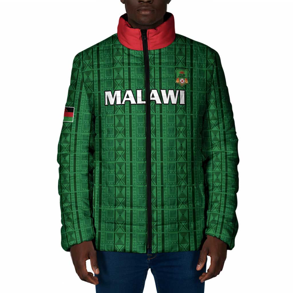 Custom Malawi Football Padded Jacket Come On Flames - Green