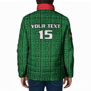 Custom Malawi Football Padded Jacket Come On Flames - Green