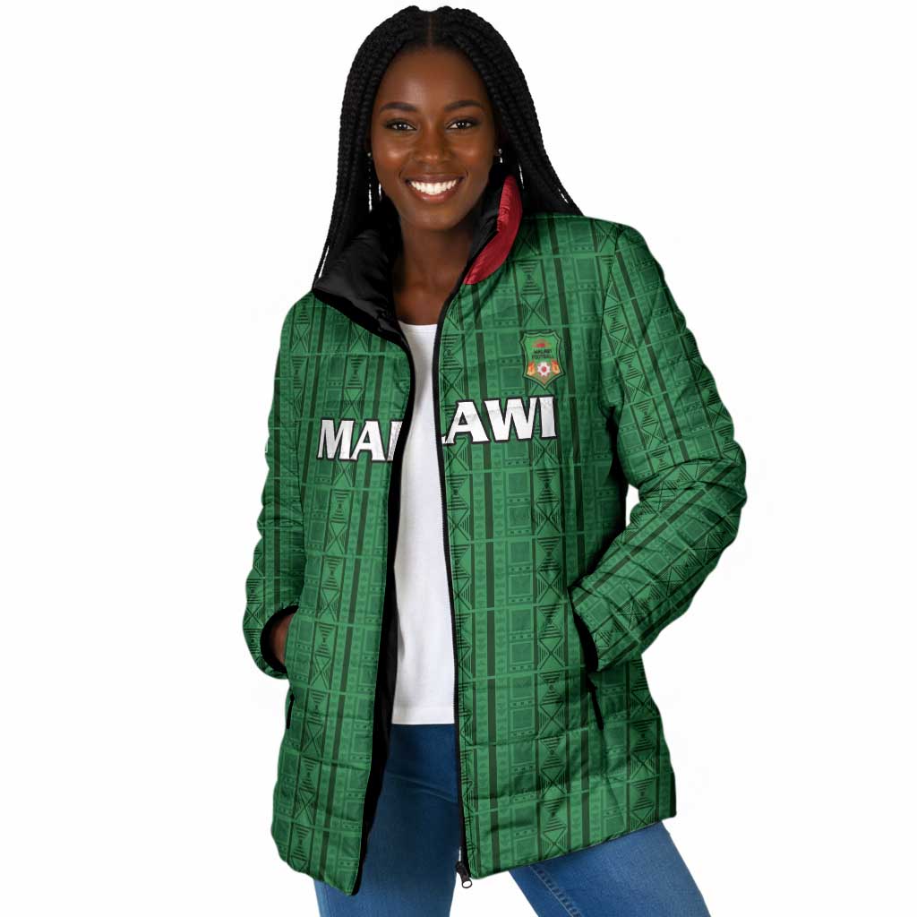 Custom Malawi Football Padded Jacket Come On Flames - Green
