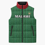 Custom Malawi Football Sleeveless Puffer Jacket Come On Flames - Green