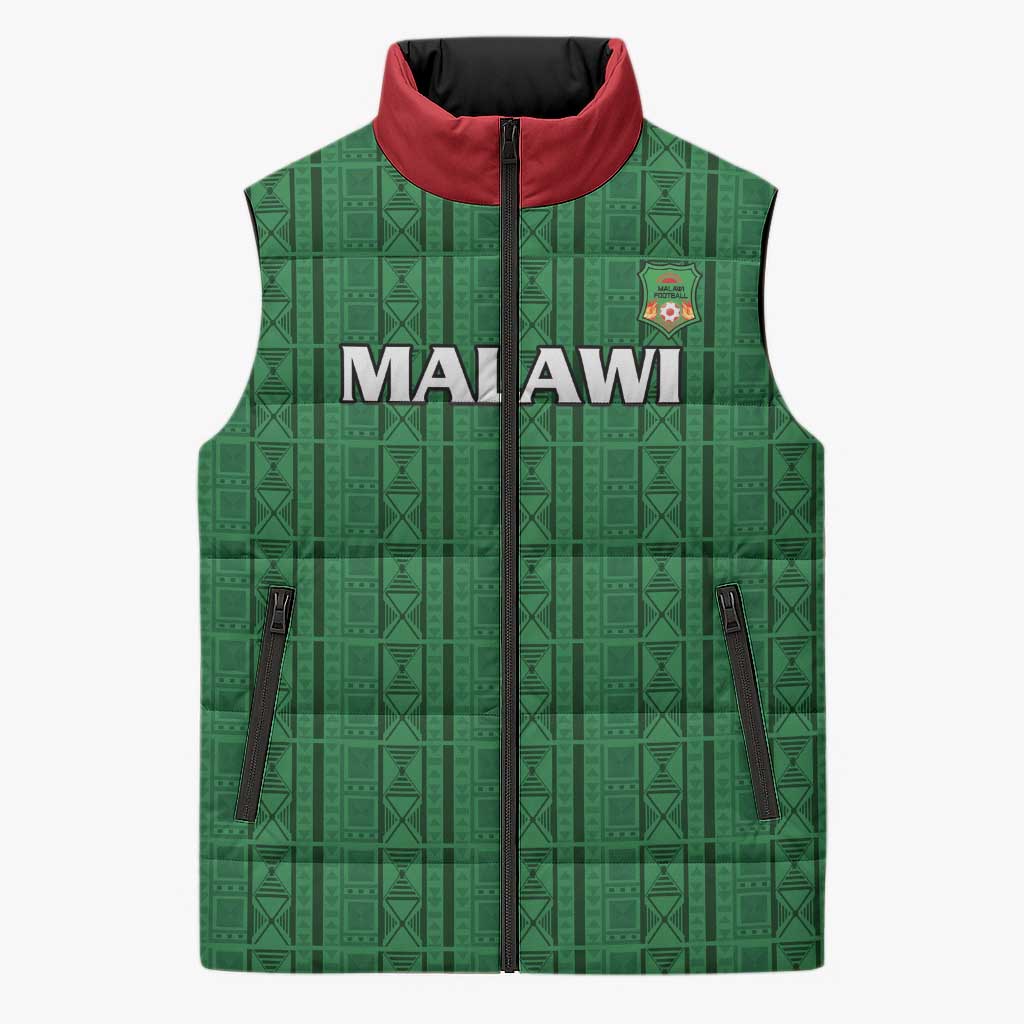 Custom Malawi Football Sleeveless Puffer Jacket Come On Flames - Green