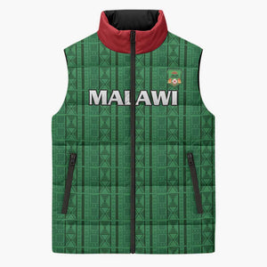 Custom Malawi Football Sleeveless Puffer Jacket Come On Flames - Green