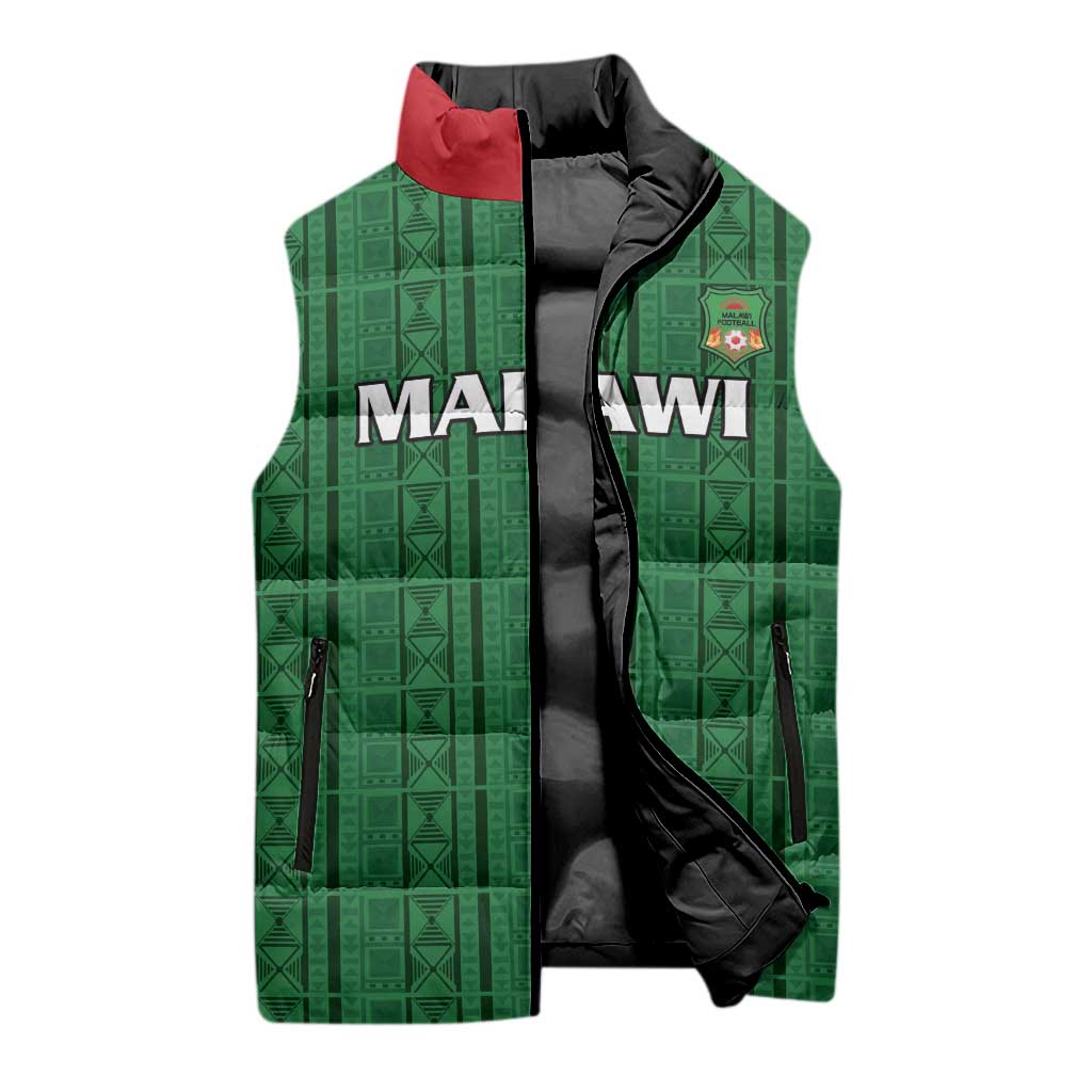 Custom Malawi Football Sleeveless Puffer Jacket Come On Flames - Green