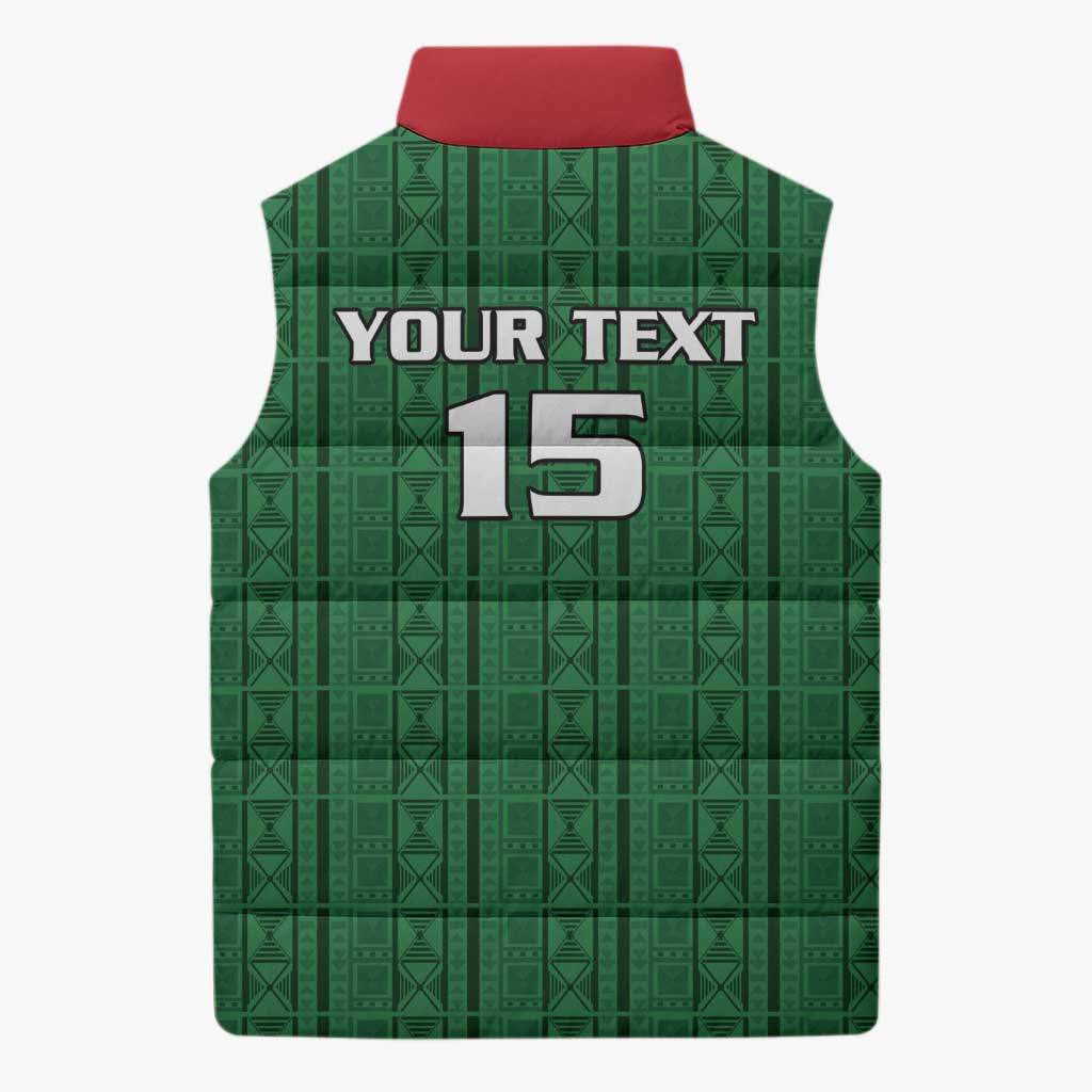 Custom Malawi Football Sleeveless Puffer Jacket Come On Flames - Green