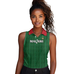 Custom Malawi Football Women Sleeveless Polo Shirt Go Champions - Green - African Pride