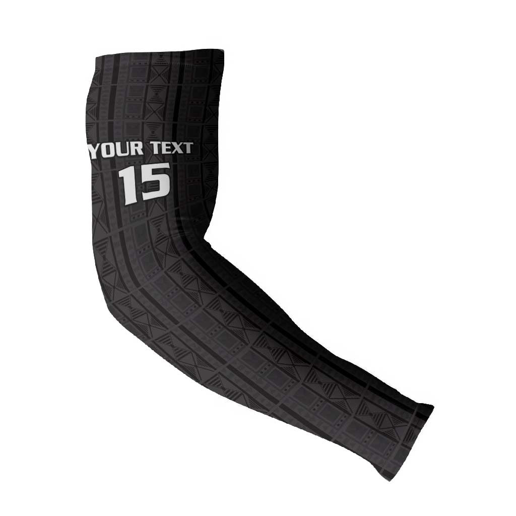 Custom Malawi Football Arm Sleeves Come On Flames - Black