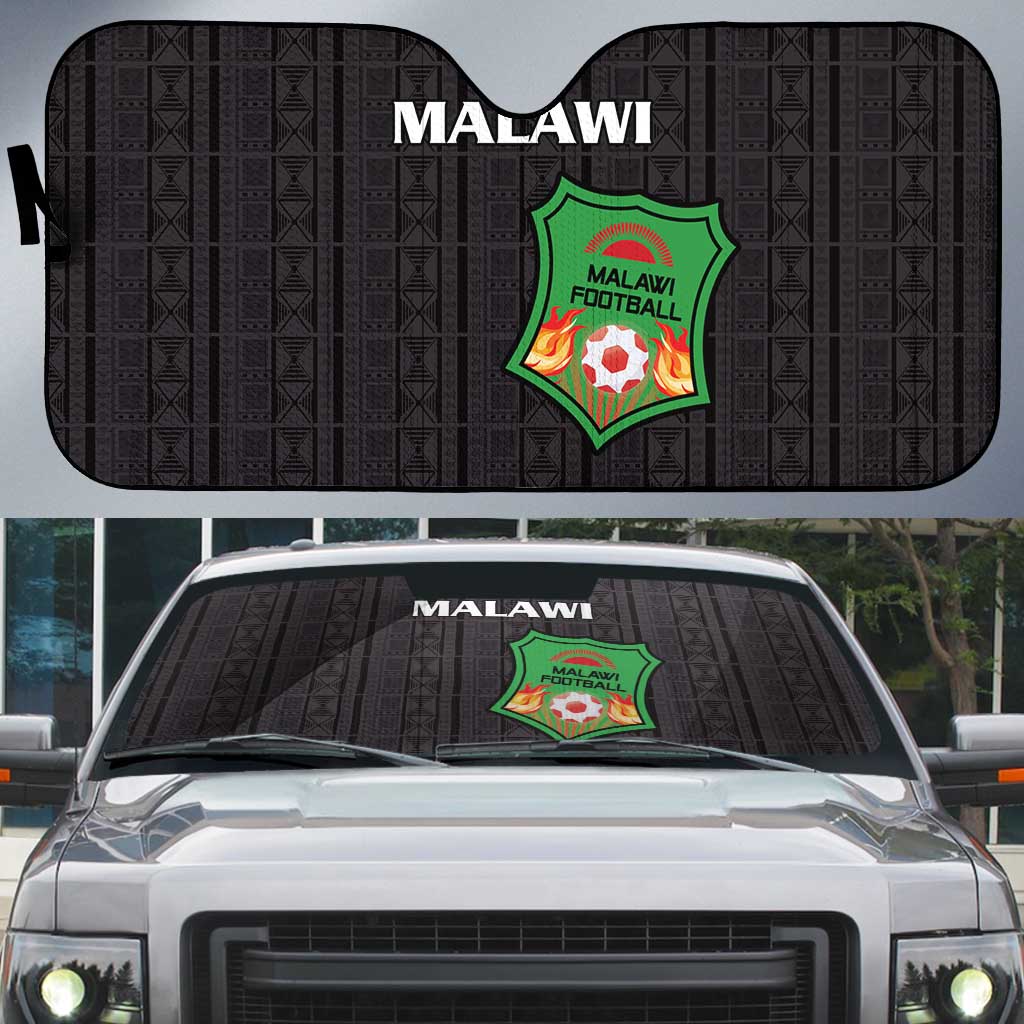 Malawi Football Auto Sun Shade Come On Flames - Black